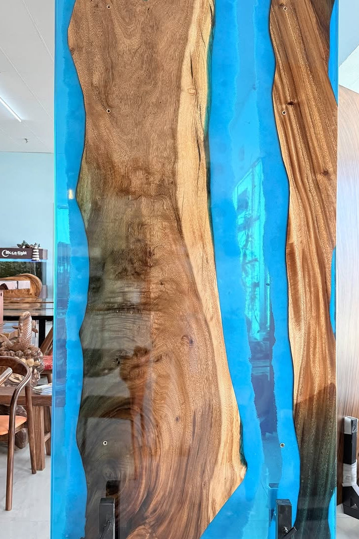 Seashore Epoxy Table with Starfish & Seashell Inlays